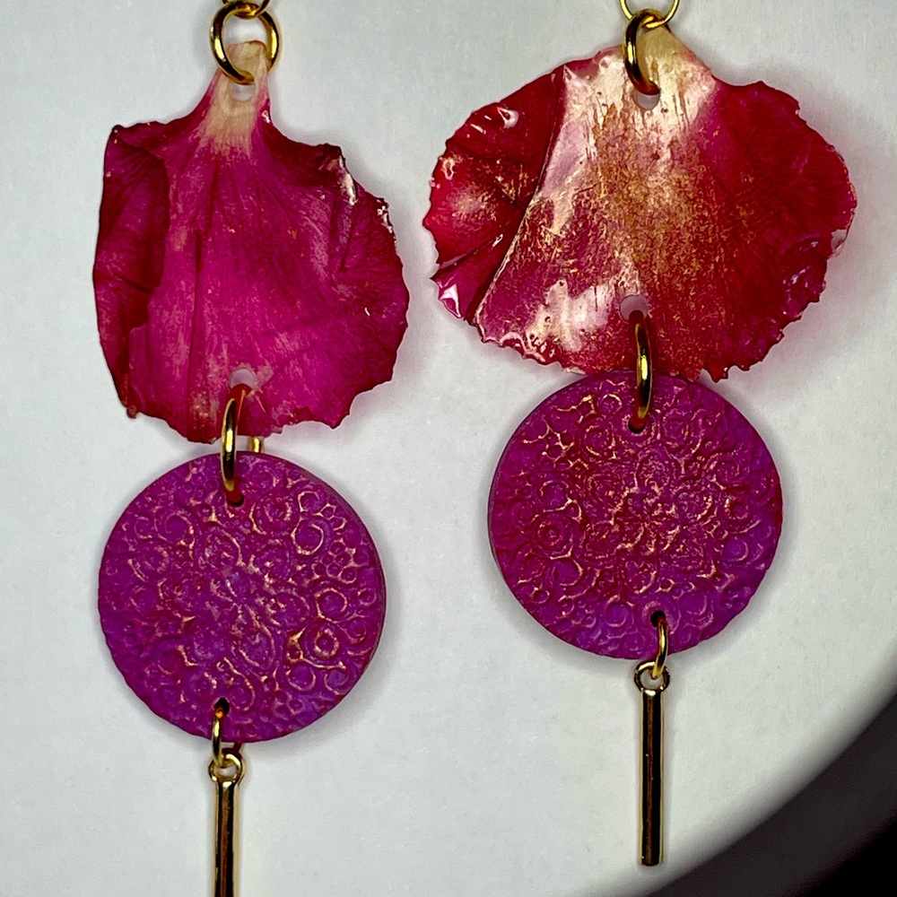 SACRED GEOMETRY & ROSE PETAL MAGIC FAIRY EARRINGS